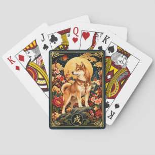 Chinesischer Zodiak Hund mit goldenen Mond Spielka Spielkarten