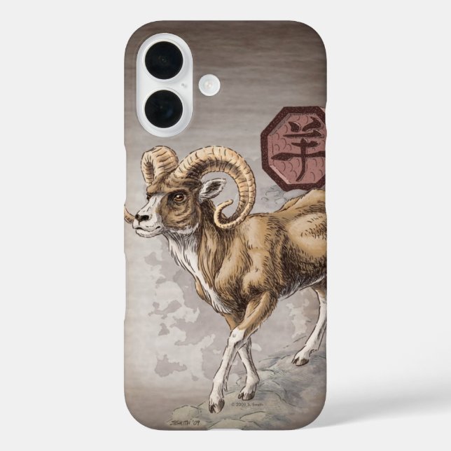 Chinesischer Zodiaka Jahr des Ram Art iPhone Case (Rückseite)