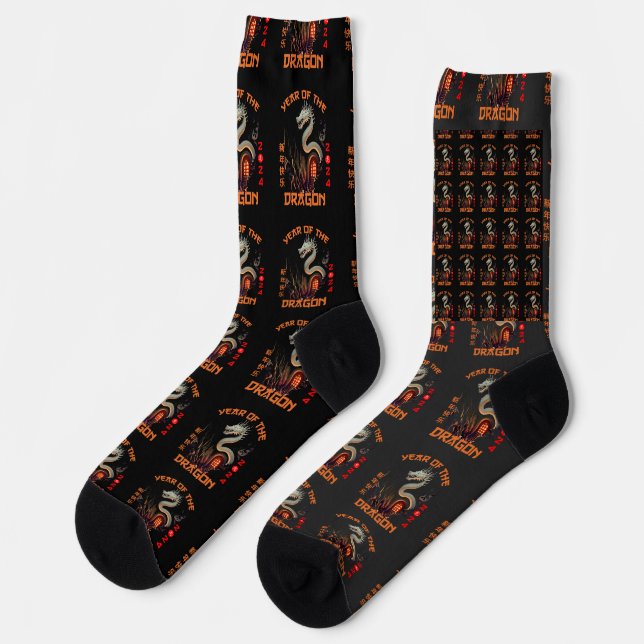 Chinesischer Zodiakdrache 2024 Socken (Linkes Detail)
