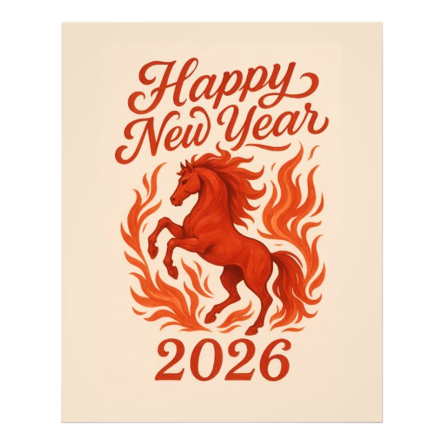 Chinesisches 2026 Feuriges Pferd Fotodruck (Vorne)