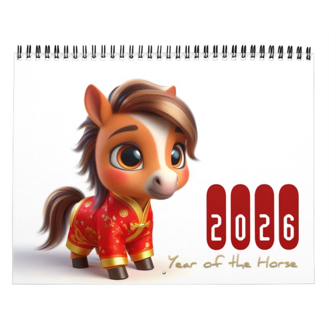 Chinesisches Baby Zodiac Animals Year of The Horse Kalender (Titelbild)
