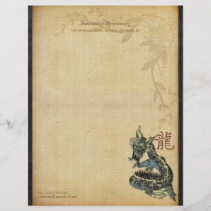Chinesisches blaues Drache-Schreibpapier Briefbogen