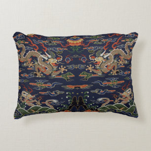 Chinesisches Blue Kesi Dragon Tapestry Dekokissen