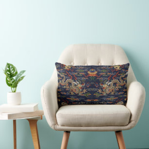 Chinesisches Blue Kesi Dragon Tapestry Lendenkissen