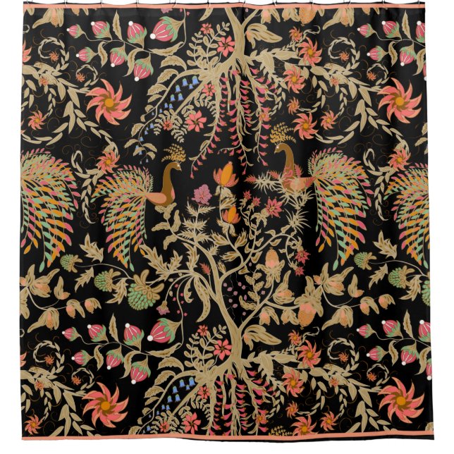 Chinesisches Blumenmuster mit schönen Vögeln  Duschvorhang (Vorderseite)