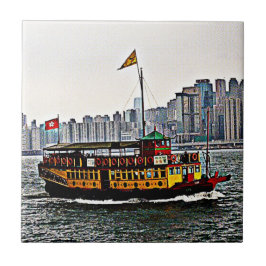 Chinesisches Boot Victoria Harbour Hong Kong Fliese