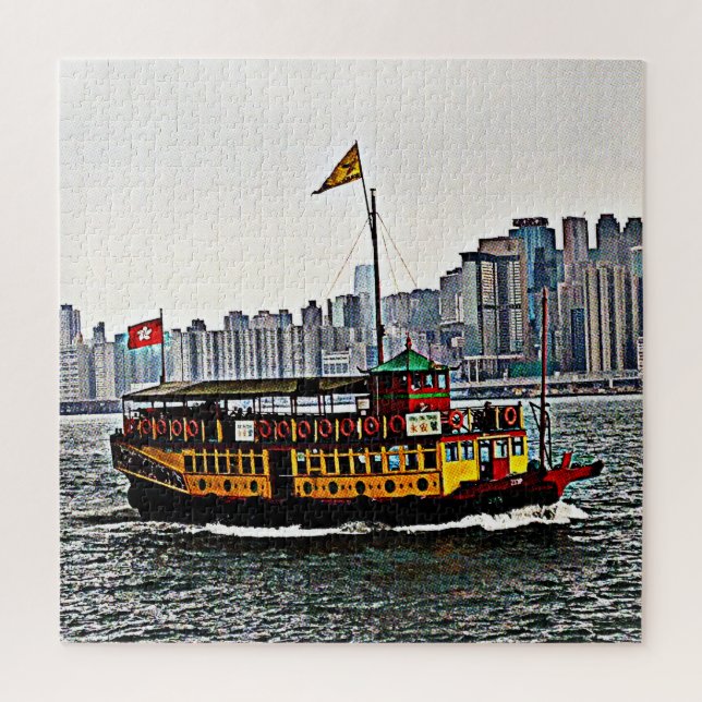 Chinesisches Boot Victoria Harbour Hong Kong Puzzle (Vertikal)