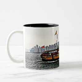 Chinesisches Boot Victoria Harbour Hong Kong Zweifarbige Tasse