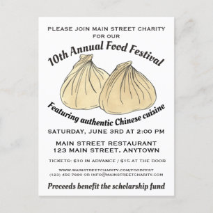 Chinesisches Dim Sum Shumai Dumplings Food Festiva Einladungspostkarte