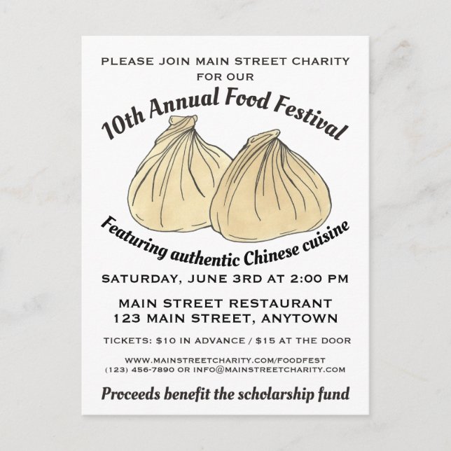 Chinesisches Dim Sum Shumai Dumplings Food Festiva Einladungspostkarte (Vorderseite)