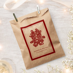 Chinesisches Doppelglücksgefühl Hochzeitsblumenpap Geschenktütchen