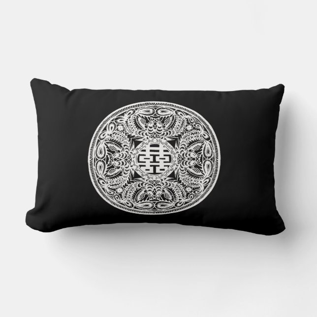 Chinesisches Doppelglückskissen Lendenkissen (Vorderseite)