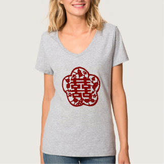 Chinesisches doppeltes Glück-T-Shirt T-Shirt