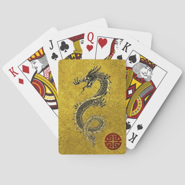 Chinesisches Drache-Wohlstands-Symbol Spielkarten (Rückseite)