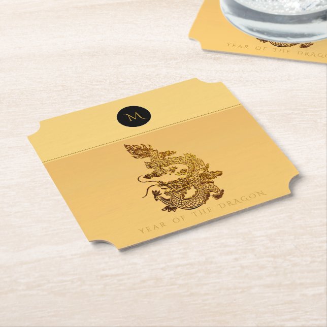 Chinesisches Drachenjahr 2024 Elegante Monogramm P Untersetzer (angewinkelt)