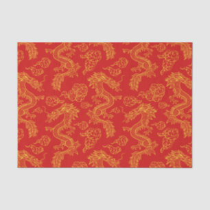 Chinesisches Drachenrot und Gold-Thema Seidenpapier