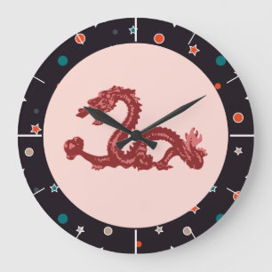 Chinesisches Drachensternmuster Fantasy-Kunst Große Wanduhr