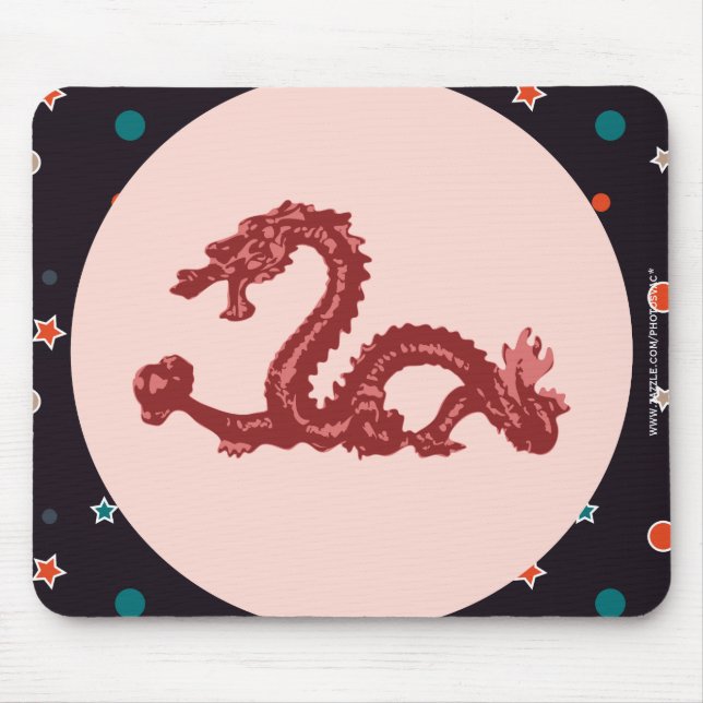 Chinesisches Drachensternmuster Fantasy-Kunst Mousepad (Vorne)