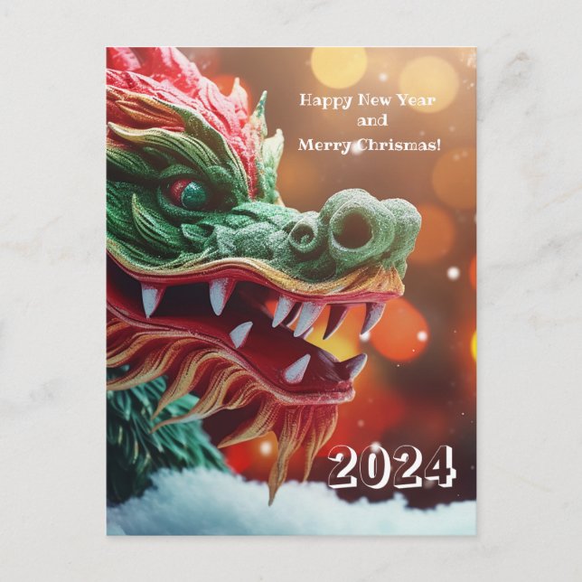 chinesisches Drachensymbol 2024 Postkarte (Vorderseite)