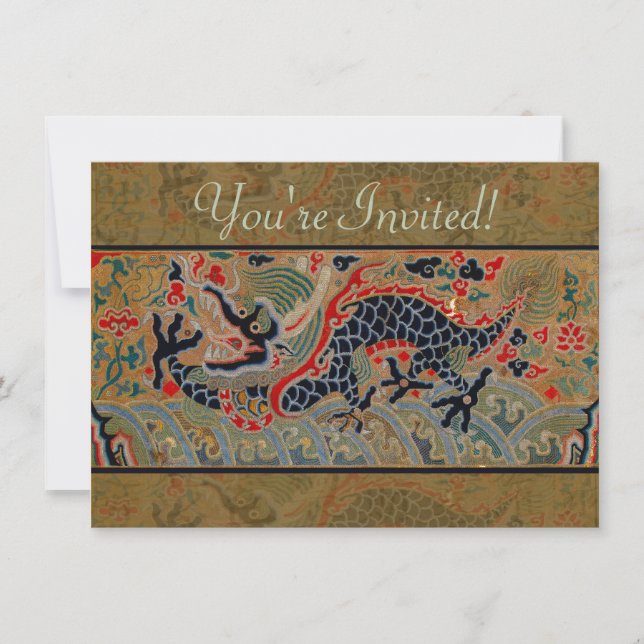 Chinesisches Drachensymbol Antiasiatisch Einladung (Vorderseite)