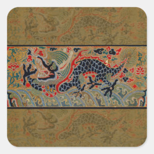 Chinesisches Drachensymbol Antiasiatisch Quadratischer Aufkleber