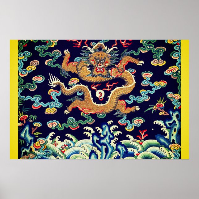 Chinesisches Dragon-Mandarin-Platz-Rank-Abzeichen Poster (Vorne)