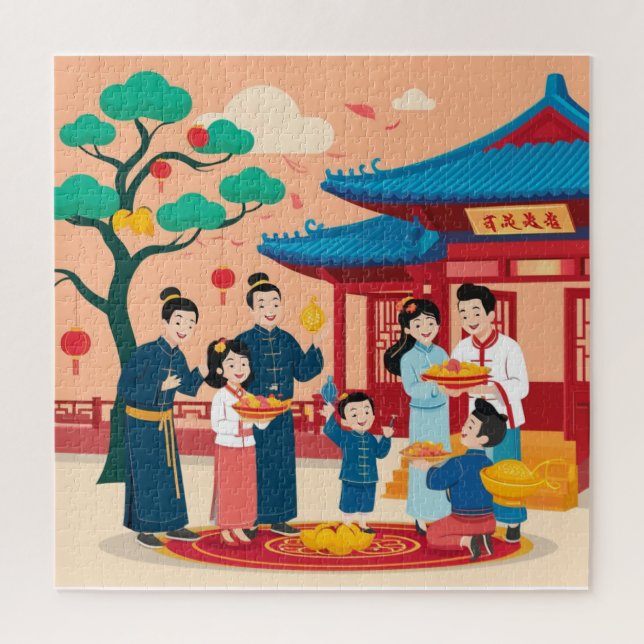 Chinesisches Familienfest Puzzle (Vertikal)