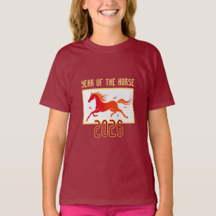 Chinesisches Feuerpferd Neujahr 2026 Kinder T-Shirt
