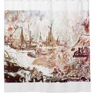 "Chinesisches Fischerdorf" Duschvorhang
