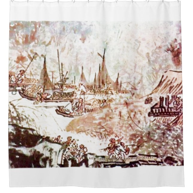 "Chinesisches Fischerdorf" Duschvorhang (Vorderseite)