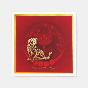 Chinesisches FU Luck Laterne Tiger Jahr Gruß PN01 Serviette
