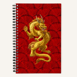 Chinesisches Gold Dragon Spiral Notebook Notizbuch