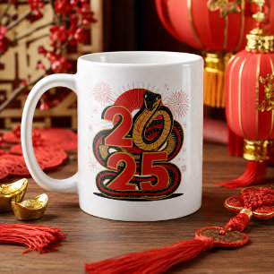 Chinesisches Gold Happy Montag Neujahr der Schlang Kaffeetasse