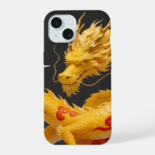 Chinesisches Gold Roter Drache Kunst Fantasy Desig iPhone 15 Hülle