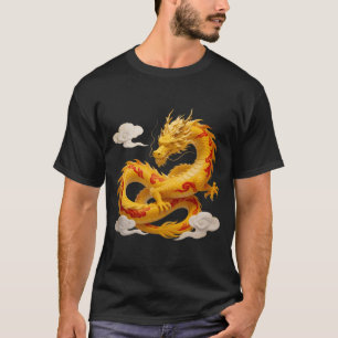 Chinesisches Gold Roter Drache Kunst Fantasy Desig T-Shirt