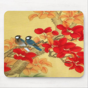 Chinesisches Gold und rotes Blumen Mousepad