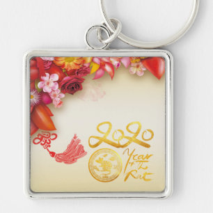 Chinesisches Goldpapier-Schnitt Rat 2020 Sq MK Schlüsselanhänger
