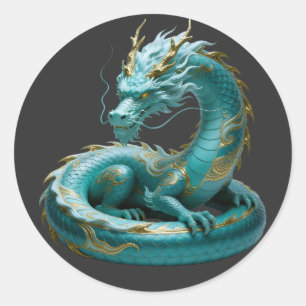 Chinesisches grünes Gold-Drache Kunst Fantasy-Desi Runder Aufkleber