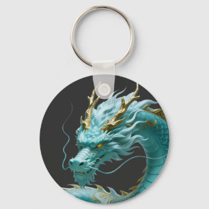 Chinesisches grünes Gold-Drache-Kunst-Fantasy-Desi Schlüsselanhänger