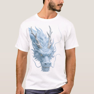 Chinesisches Hellblau-Drache Kunst Fantasy-Design T-Shirt