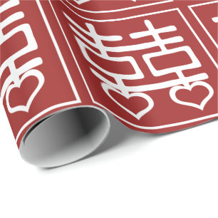 Chinesisches Hochzeitsherz - Doppel-Happy - Detail Geschenkpapier