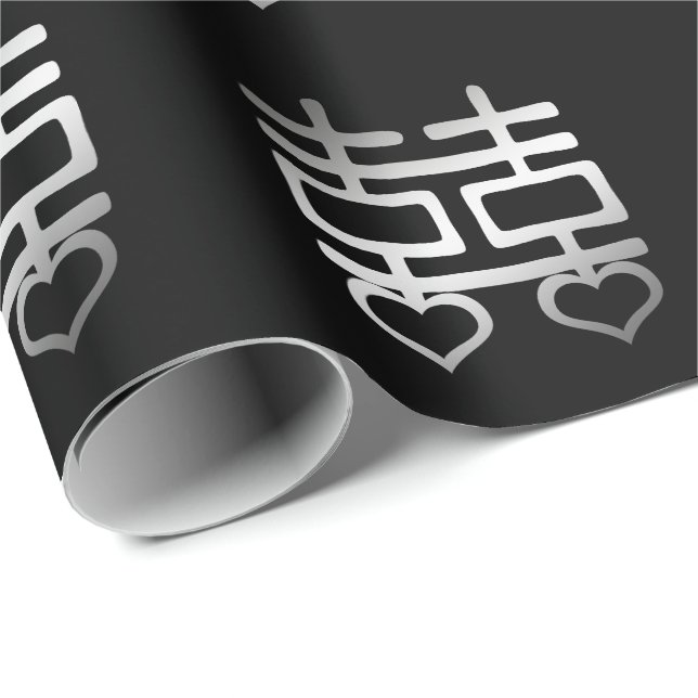 Chinesisches Hochzeitsherz - Doppel-Happy - Detail Geschenkpapier (Rolleneckpunkt)