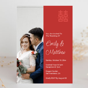 Chinesisches Hochzeitspaar Foto Liebesknoten doppe Einladung