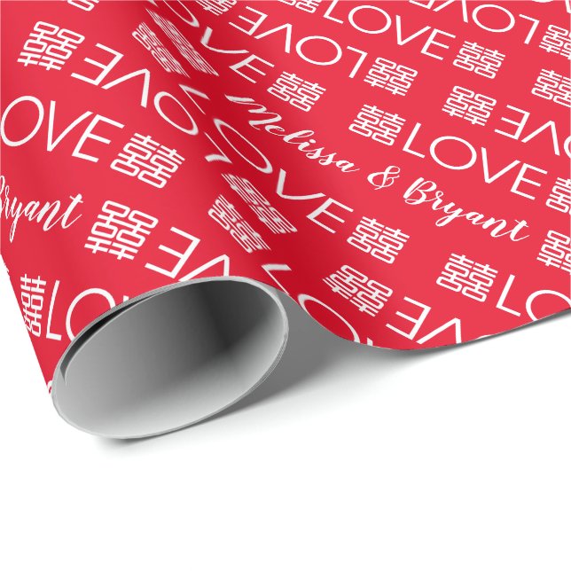 Chinesisches Hochzeitspapier Geschenkpapier (Rolleneckpunkt)