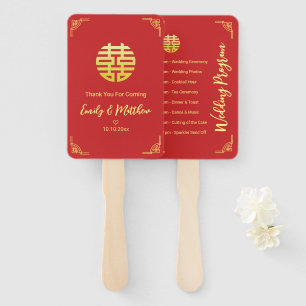 Chinesisches Hochzeitsprogramm mit goldenem Rahmen Fächer