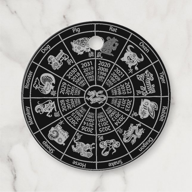 Chinesisches Horoskop Zodiac Wheel Geschenkanhänger (Vorderseite)