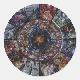 Chinesisches Horoskop Zodiac Wheel Sitckers Runder Aufkleber