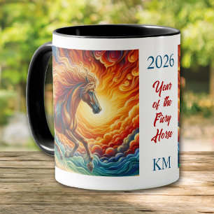 Chinesisches Jahr 2026 des Feurigen Pferdes Tasse