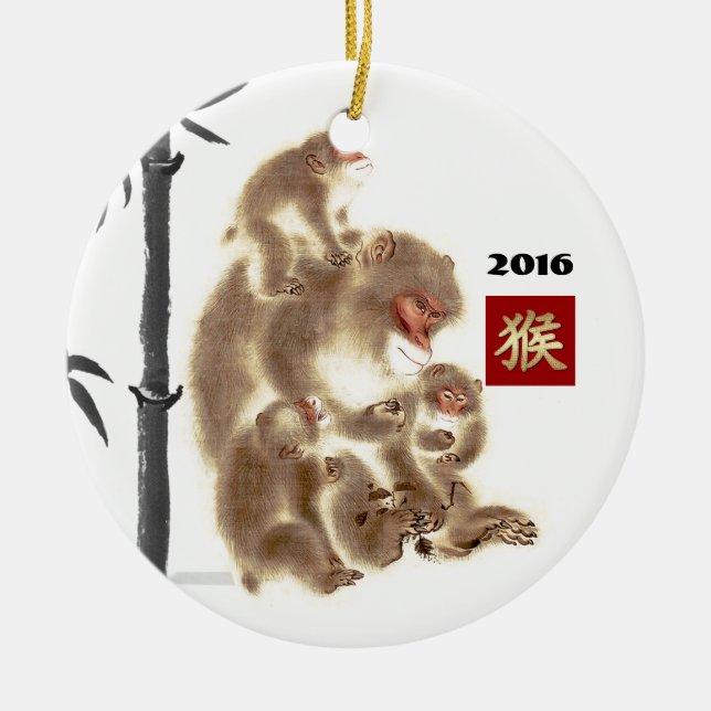 Chinesisches Jahr der Affe-Geschenk-Verzierungen Keramik Ornament (Vorne)