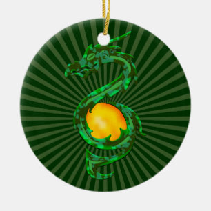 Chinesisches Jahr der Dragon Jade Green Keramikornament